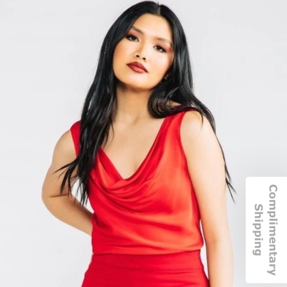 Chloe Kristyn Red Satin Chloe Camisole Tank Top Size XXL NWT